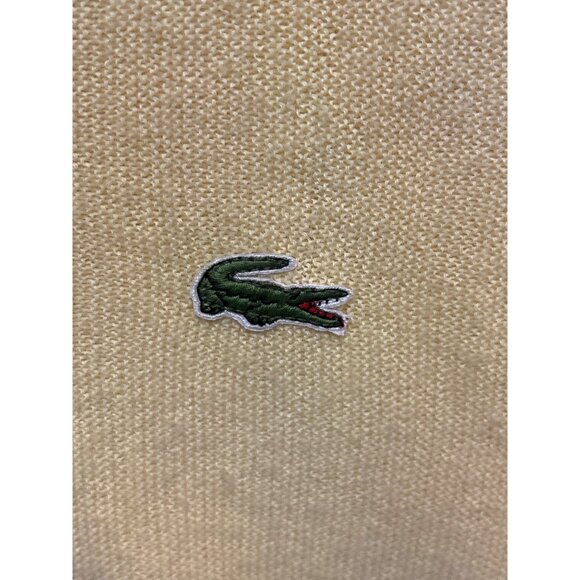 Izod Lacoste XL V-Neck Sweater Yellow Acrylic Crocodile Logo - Picture 3 of 11